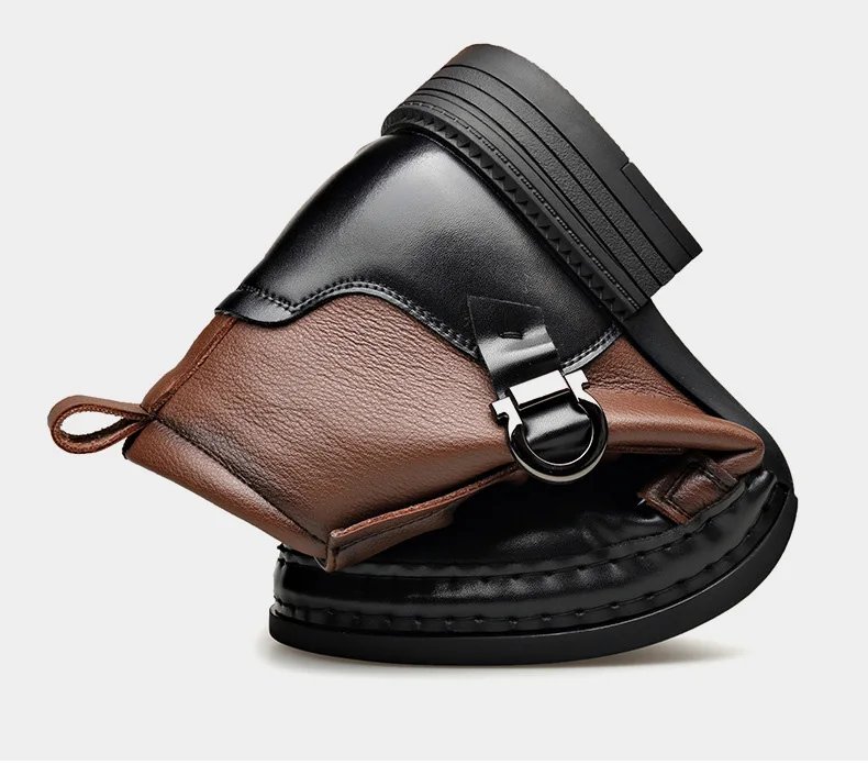 Men's Fashion Stage Nightclub Original Leather Boots Black Brown Shoes Brand Designer Cowboy Platform Boot Cool Ankle Botas Male Men's Fashion Stage Nightclub Original Leather Boots Black Brown Shoes Brand Designer Cowboy Platform Boot Cool Ankle Botas Male