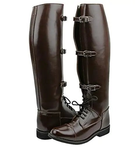 Men's Fashion Brown Black Coffee Solid Color Round Toe Belt Buckles Lace Up Flat Knee High Boots Male Cross Tied Motorcycle Shoe Men's Fashion Brown Black Coffee Solid Color Round Toe Belt Buckles Lace Up Flat Knee High Boots Male Cross Tied Motorcycle Shoe