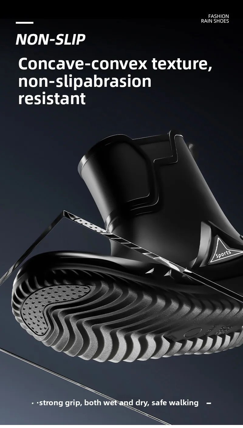 Rain Shoes Men's Medium Tube Non-slip Waterproof Shoes Outdoor Water Boots Thermal Short Tube Rubber Shoes Men