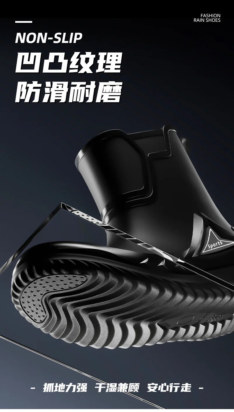 Rain Shoes Men's Medium Tube Non-slip Waterproof Shoes Outdoor Water Boots Thermal Short Tube Rubber Shoes Men