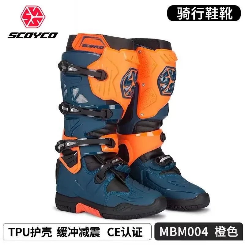 SCOYCO Motorcycle Riding Protective Boots Nee-High Anti-drop Motocross Boots Anti-Slip All-Terrain Grip MotobikeWaterproof Shoes