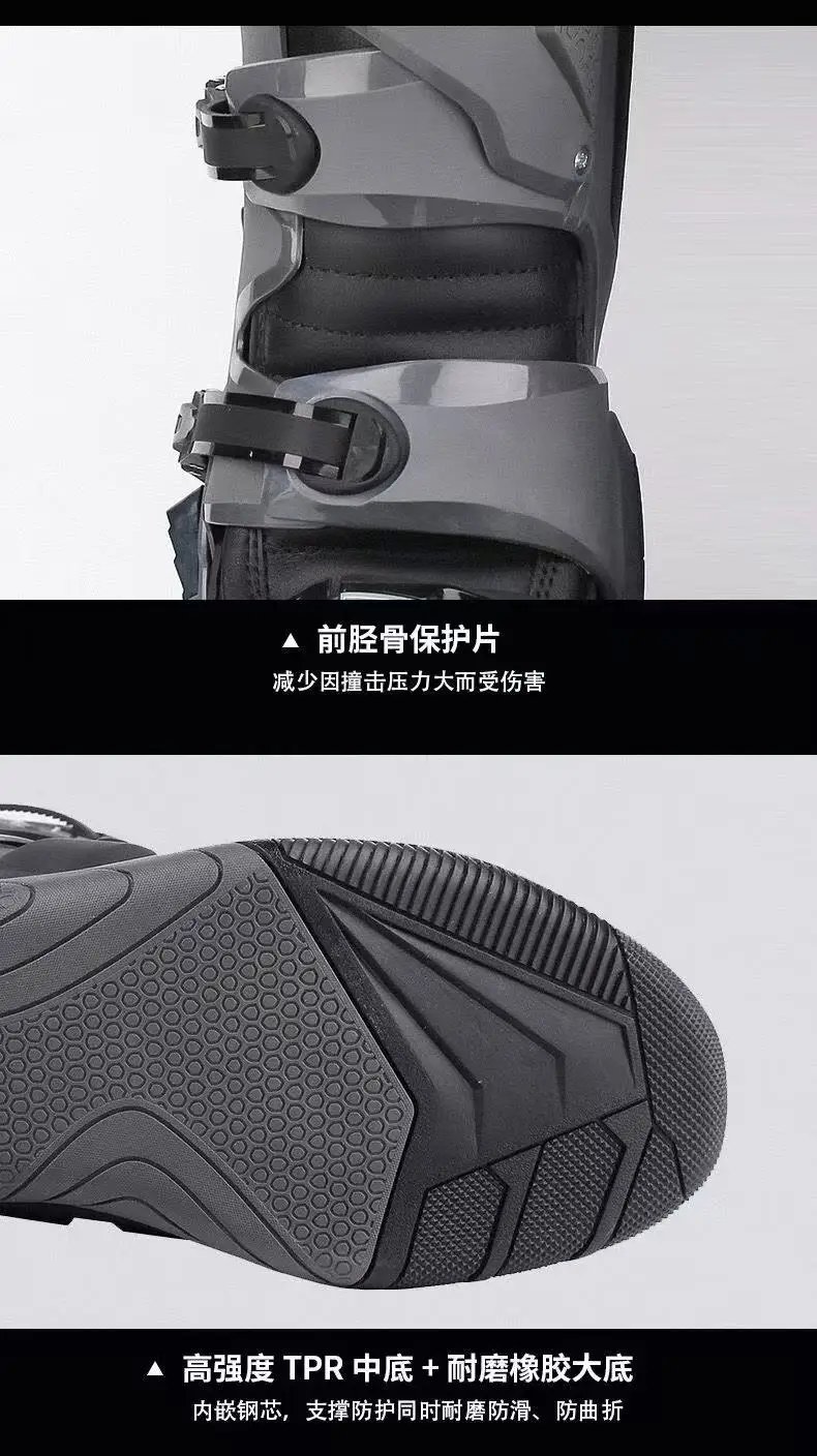 SCOYCO Motorcycle Riding Protective Boots Nee-High Anti-drop Motocross Boots Anti-Slip All-Terrain Grip MotobikeWaterproof Shoes