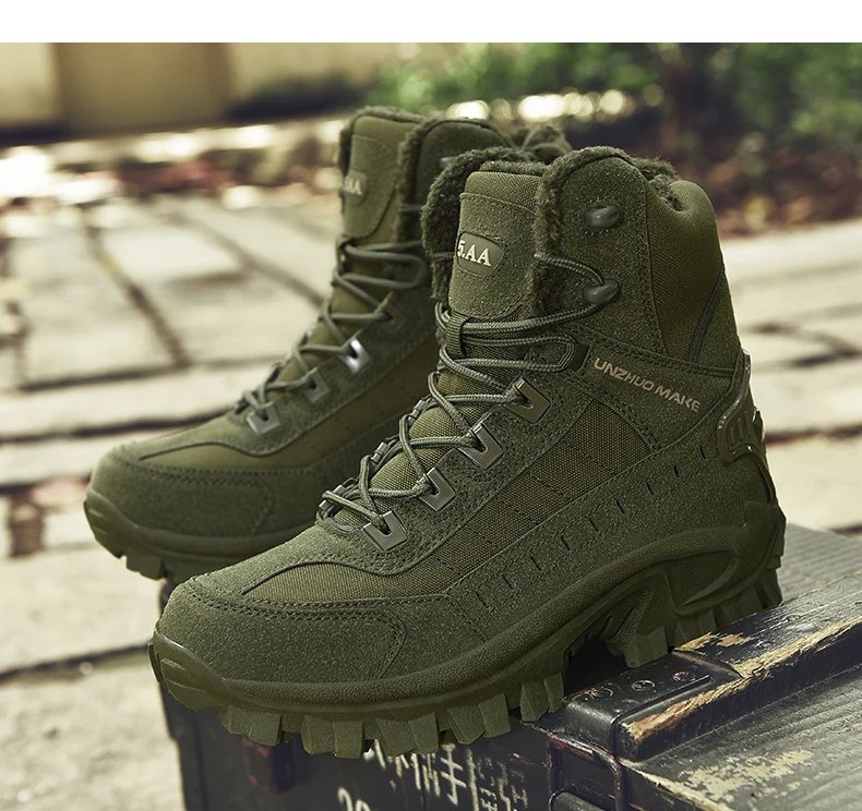 Men's tactical training boots winter new warm velvet jungle combat boots outdoor anti-slip comfort walking hiking casual boots Men's tactical training boots winter new warm velvet jungle combat boots outdoor anti-slip comfort walking hiking casual boots