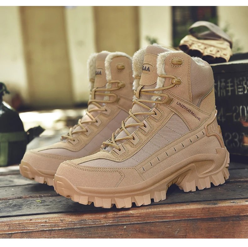 Men's tactical training boots winter new warm velvet jungle combat boots outdoor anti-slip comfort walking hiking casual boots Men's tactical training boots winter new warm velvet jungle combat boots outdoor anti-slip comfort walking hiking casual boots