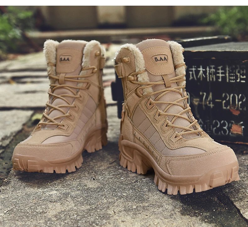 Men's tactical training boots winter new warm velvet jungle combat boots outdoor anti-slip comfort walking hiking casual boots Men's tactical training boots winter new warm velvet jungle combat boots outdoor anti-slip comfort walking hiking casual boots