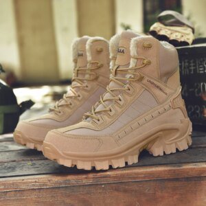 Menās tactical training boots winter new warm velvet jungle combat boots outdoor anti-slip comfort walking hiking casual boots