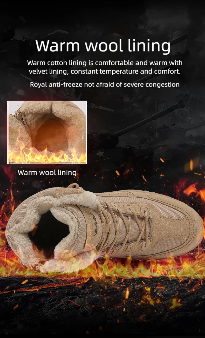 Men's tactical training boots winter new warm velvet jungle combat boots outdoor anti-slip comfort walking hiking casual boots Men's tactical training boots winter new warm velvet jungle combat boots outdoor anti-slip comfort walking hiking casual boots