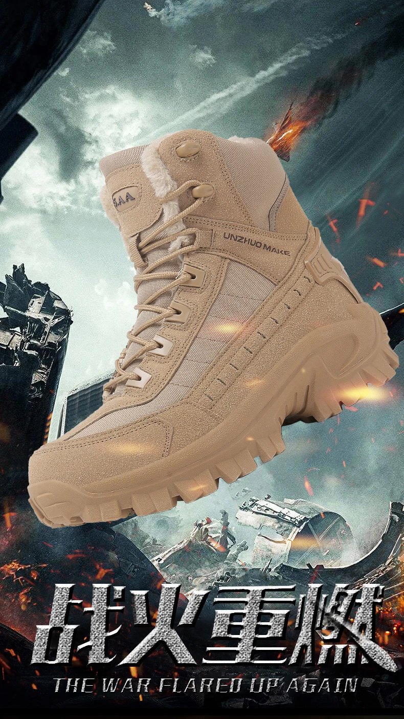 Men's tactical training boots winter new warm velvet jungle combat boots outdoor anti-slip comfort walking hiking casual boots Men's tactical training boots winter new warm velvet jungle combat boots outdoor anti-slip comfort walking hiking casual boots