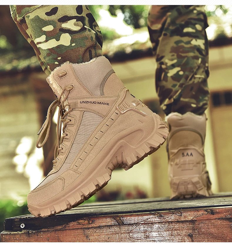 Men's tactical training boots winter new warm velvet jungle combat boots outdoor anti-slip comfort walking hiking casual boots Men's tactical training boots winter new warm velvet jungle combat boots outdoor anti-slip comfort walking hiking casual boots