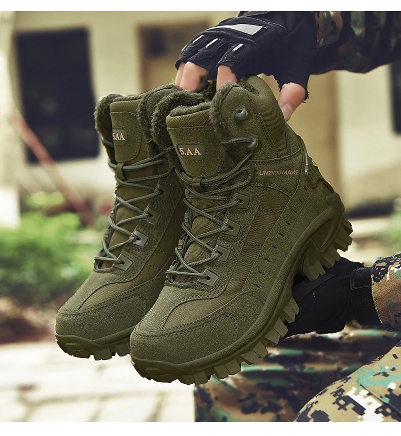 Men's tactical training boots winter new warm velvet jungle combat boots outdoor anti-slip comfort walking hiking casual boots Men's tactical training boots winter new warm velvet jungle combat boots outdoor anti-slip comfort walking hiking casual boots