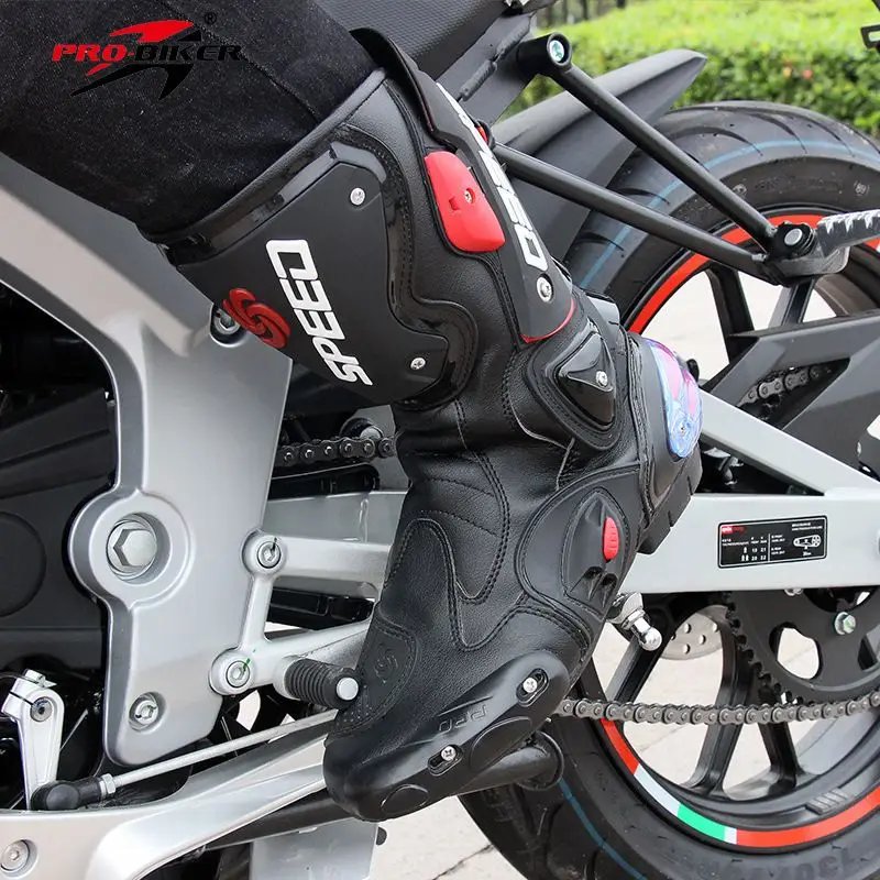 Men Motorcycle Racing Boots Motorbike Protective Gear Shift Microfiber Protection Riding Long Boots for Motocross