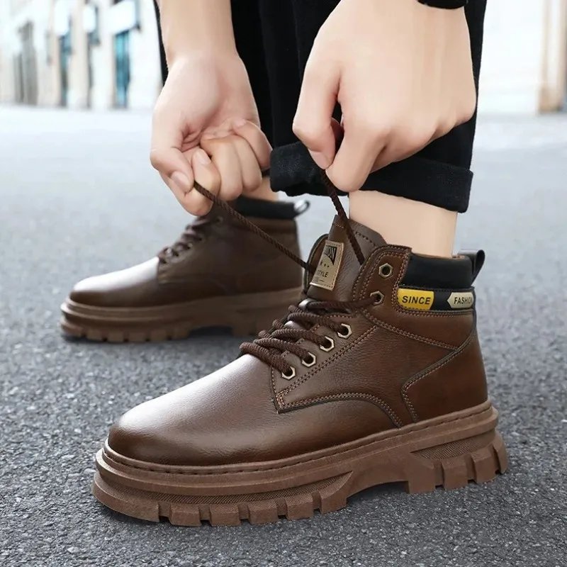 Retro Men Platform Boots 2026 Fashion Lace Ankle Boots Exquisite High Top Casual Shoes for Man Quality Work Boots Zapatos Hombre Retro Men Platform Boots 2026 Fashion Lace Ankle Boots Exquisite High Top Casual Shoes for Man Quality Work Boots Zapatos Hombre