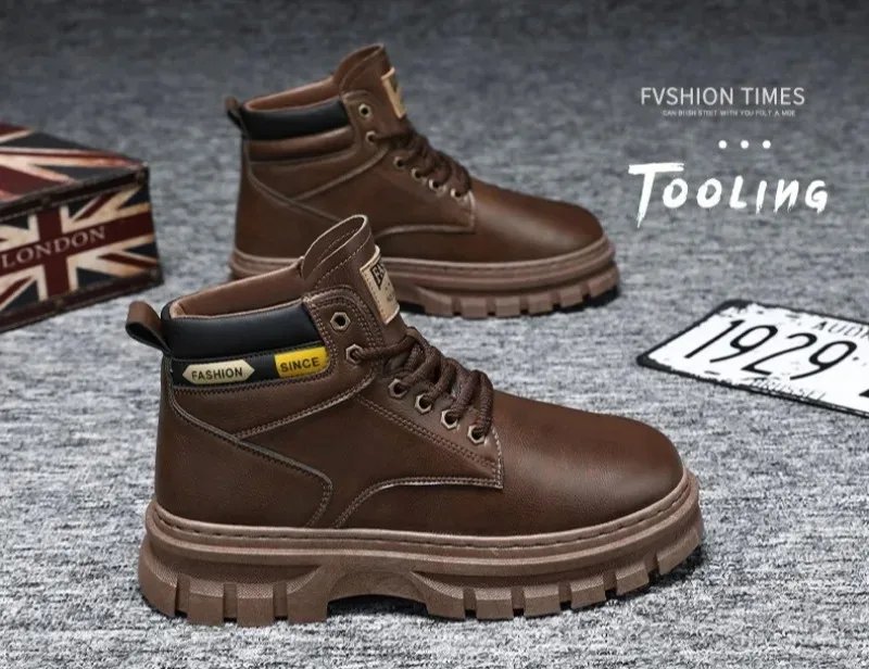 Retro Men Platform Boots 2026 Fashion Lace Ankle Boots Exquisite High Top Casual Shoes for Man Quality Work Boots Zapatos Hombre Retro Men Platform Boots 2026 Fashion Lace Ankle Boots Exquisite High Top Casual Shoes for Man Quality Work Boots Zapatos Hombre