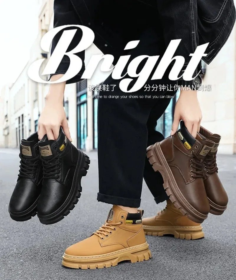 Retro Men Platform Boots 2026 Fashion Lace Ankle Boots Exquisite High Top Casual Shoes for Man Quality Work Boots Zapatos Hombre Retro Men Platform Boots 2026 Fashion Lace Ankle Boots Exquisite High Top Casual Shoes for Man Quality Work Boots Zapatos Hombre