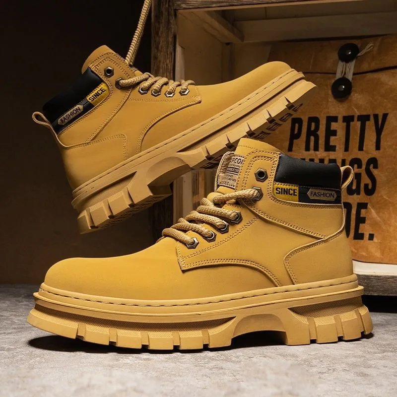 Retro Men Platform Boots 2026 Fashion Lace Ankle Boots Exquisite High Top Casual Shoes for Man Quality Work Boots Zapatos Hombre
