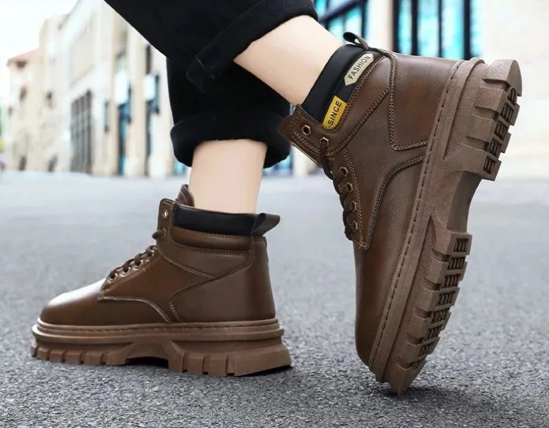 Retro Men Platform Boots 2026 Fashion Lace Ankle Boots Exquisite High Top Casual Shoes for Man Quality Work Boots Zapatos Hombre Retro Men Platform Boots 2026 Fashion Lace Ankle Boots Exquisite High Top Casual Shoes for Man Quality Work Boots Zapatos Hombre