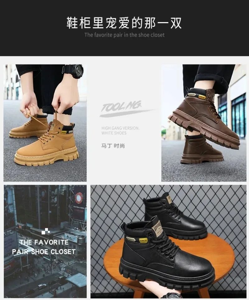 Retro Men Platform Boots 2026 Fashion Lace Ankle Boots Exquisite High Top Casual Shoes for Man Quality Work Boots Zapatos Hombre Retro Men Platform Boots 2026 Fashion Lace Ankle Boots Exquisite High Top Casual Shoes for Man Quality Work Boots Zapatos Hombre
