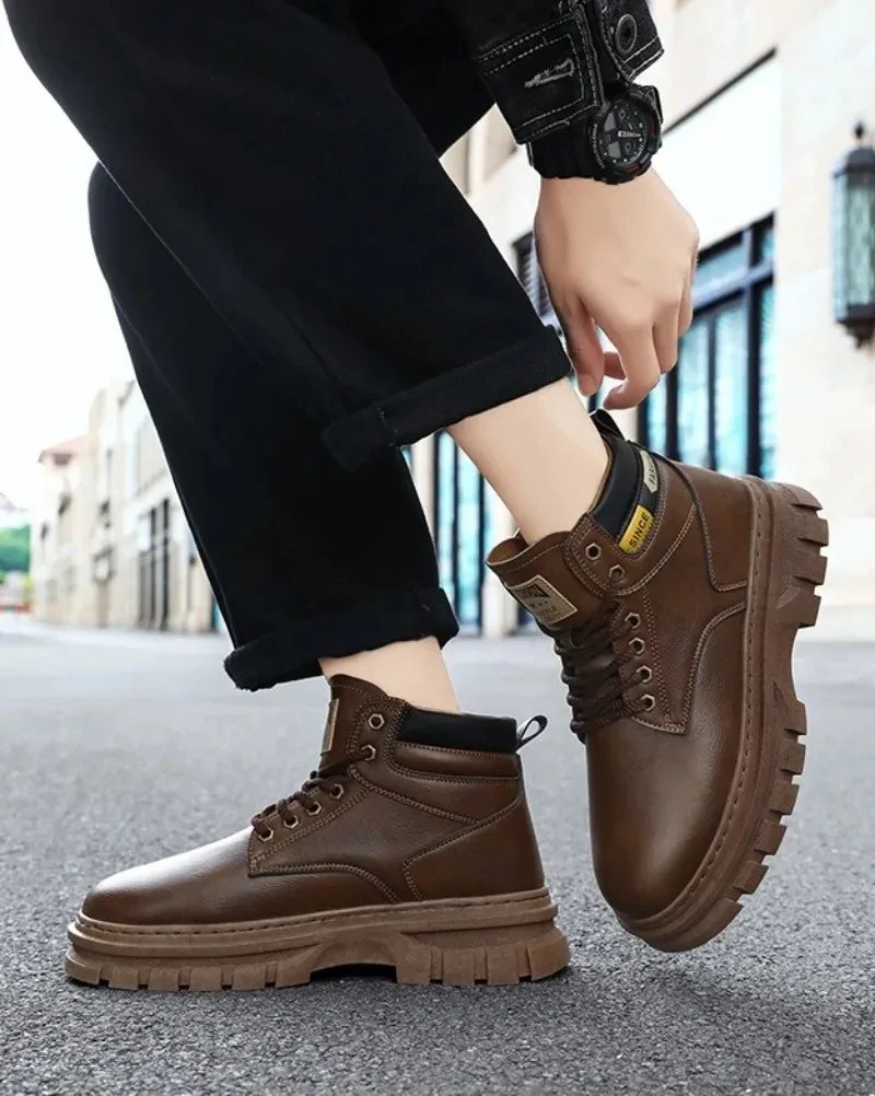 Retro Men Platform Boots 2026 Fashion Lace Ankle Boots Exquisite High Top Casual Shoes for Man Quality Work Boots Zapatos Hombre Retro Men Platform Boots 2026 Fashion Lace Ankle Boots Exquisite High Top Casual Shoes for Man Quality Work Boots Zapatos Hombre