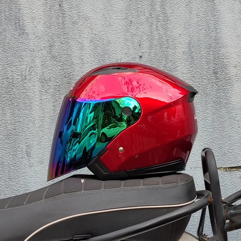 Dual lens semi covered motorcycle helmet suitable for both men and women Casco para Motos JIEKAI-512