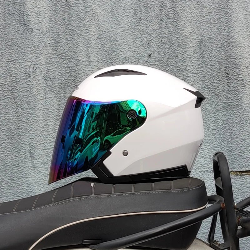 Dual lens semi covered motorcycle helmet suitable for both men and women Casco para Motos JIEKAI-512