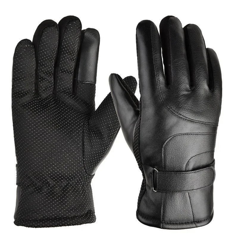 Men's Winter Thickened Fleece Lined Touchscreen Waterproof Windproof Cold Resistant Motorcycle Riding Outdoor Skiing Gloves