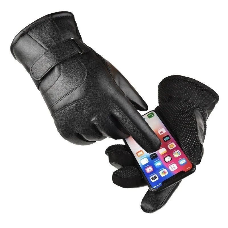 Men's Winter Thickened Fleece Lined Touchscreen Waterproof Windproof Cold Resistant Motorcycle Riding Outdoor Skiing Gloves