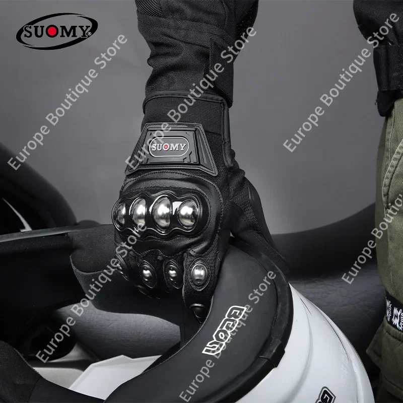 2026 NEW Stainless Steel Summer Full Finger Motorcycle Gloves Men Women Anti Fall Breathable Off Road Riding Gear