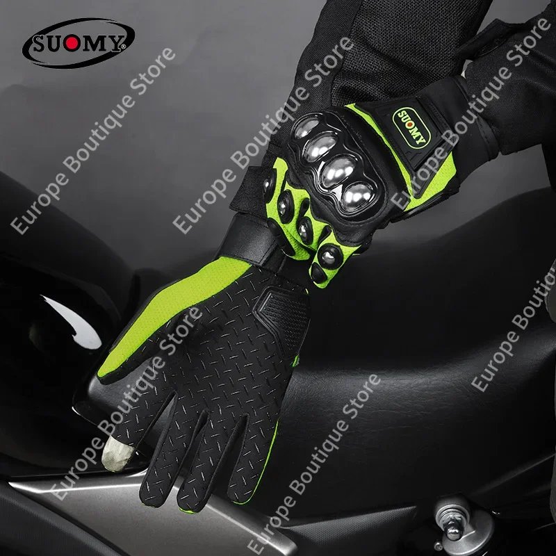 2026 NEW Stainless Steel Summer Full Finger Motorcycle Gloves Men Women Anti Fall Breathable Off Road Riding Gear