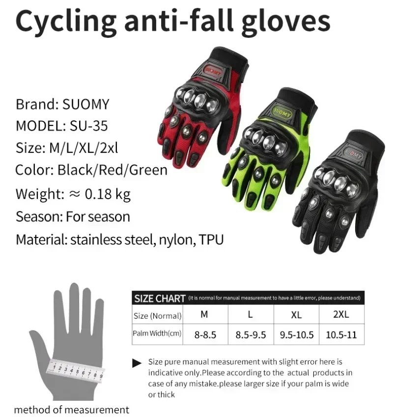 2026 NEW Stainless Steel Summer Full Finger Motorcycle Gloves Men Women Anti Fall Breathable Off Road Riding Gear
