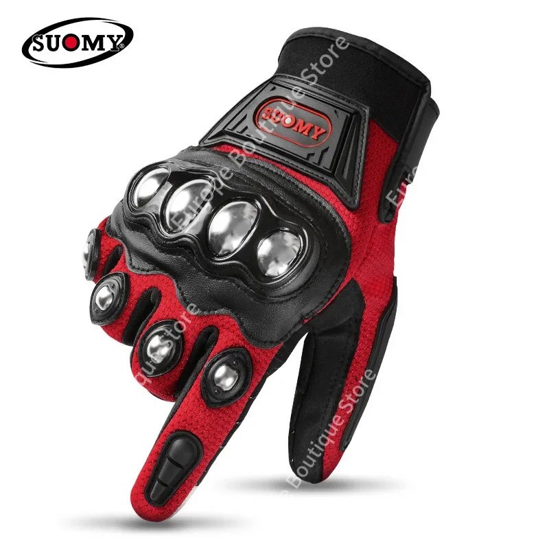 2026 NEW Stainless Steel Summer Full Finger Motorcycle Gloves Men Women Anti Fall Breathable Off Road Riding Gear