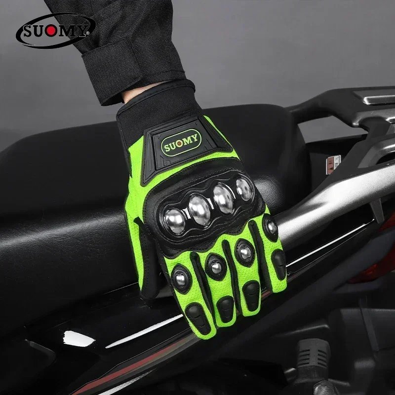 2026 NEW Stainless Steel Summer Full Finger Motorcycle Gloves Men Women Anti Fall Breathable Off Road Riding Gear