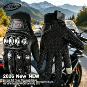 2026 NEW Stainless Steel Summer Full Finger Motorcycle Gloves Men Women Anti Fall Breathable Off Road Riding Gear