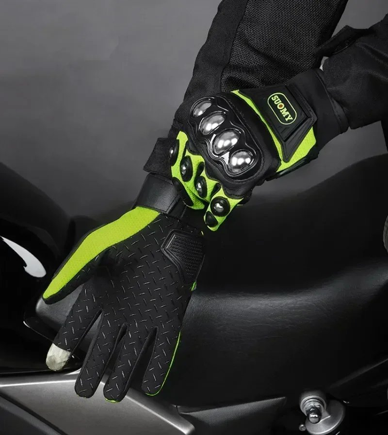 2026 NEW Stainless Steel Summer Full Finger Motorcycle Gloves Men Women Anti Fall Breathable Off Road Riding Gear