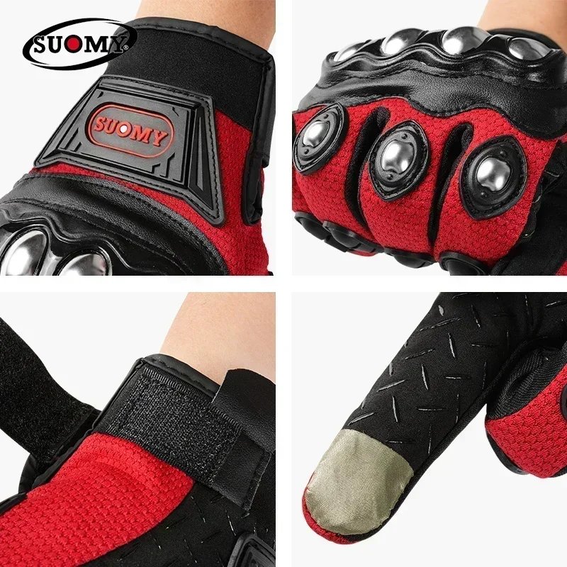 2026 NEW Stainless Steel Summer Full Finger Motorcycle Gloves Men Women Anti Fall Breathable Off Road Riding Gear