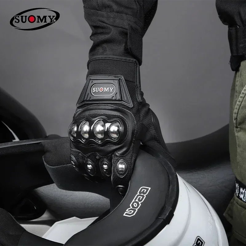 2026 NEW Stainless Steel Summer Full Finger Motorcycle Gloves Men Women Anti Fall Breathable Off Road Riding Gear