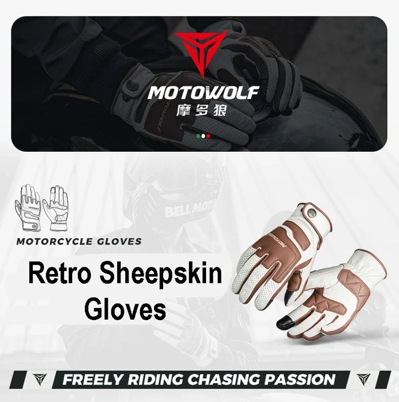 Motorcycle Motocross Riding Work Gloves Brown Retro Style Touchscreen Breathable Leather Glove Moto gear gp for Harley Adventure Motorcycle Motocross Riding Work Gloves Brown Retro Style Touchscreen Breathable Leather Glove Moto gear gp for Harley Adventure