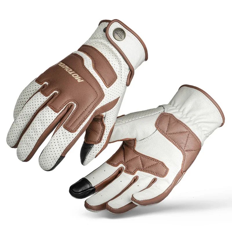 Motorcycle Motocross Riding Work Gloves Brown Retro Style Touchscreen Breathable Leather Glove Moto gear gp for Harley Adventure Motorcycle Motocross Riding Work Gloves Brown Retro Style Touchscreen Breathable Leather Glove Moto gear gp for Harley Adventure
