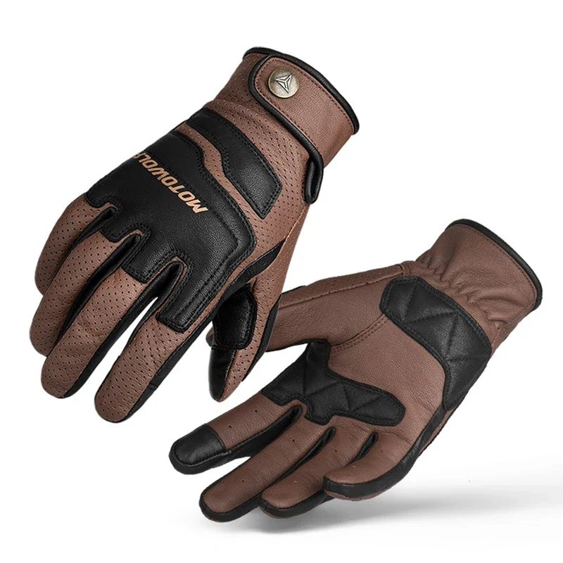 Motorcycle Motocross Riding Work Gloves Brown Retro Style Touchscreen Breathable Leather Glove Moto gear gp for Harley Adventure Motorcycle Motocross Riding Work Gloves Brown Retro Style Touchscreen Breathable Leather Glove Moto gear gp for Harley Adventure