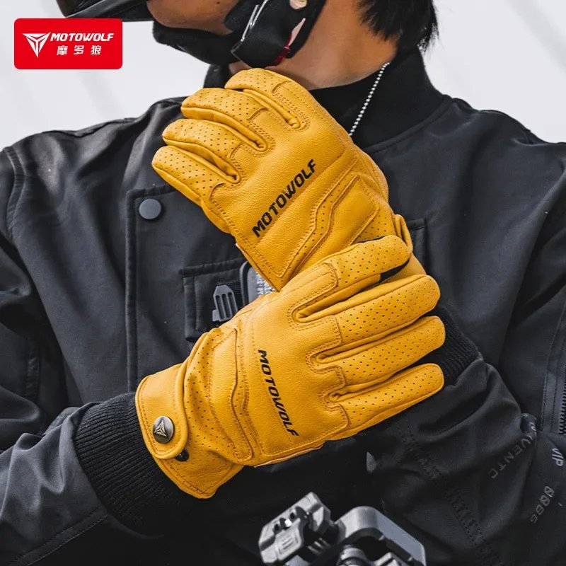 Motorcycle Motocross Riding Work Gloves Brown Retro Style Touchscreen Breathable Leather Glove Moto gear gp for Harley Adventure Motorcycle Motocross Riding Work Gloves Brown Retro Style Touchscreen Breathable Leather Glove Moto gear gp for Harley Adventure
