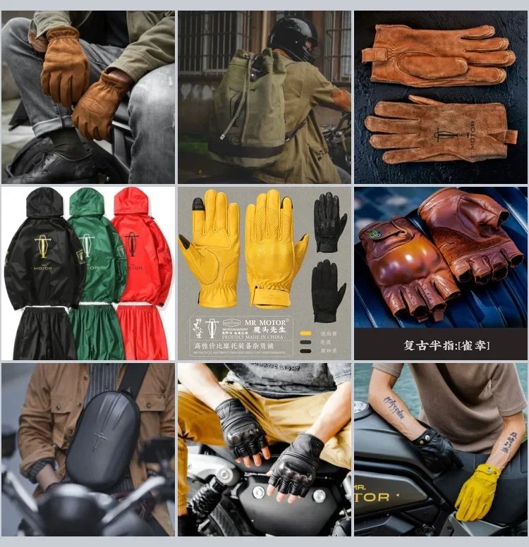 Retro Motorcycles Riding Hiking Man's Leather Gloves MR MOTOR Mountain Cowhide Dirt Bike ATV MTB Moto gp Accessories Touch Glove Retro Motorcycles Riding Hiking Man's Leather Gloves MR MOTOR Mountain Cowhide Dirt Bike ATV MTB Moto gp Accessories Touch Glove