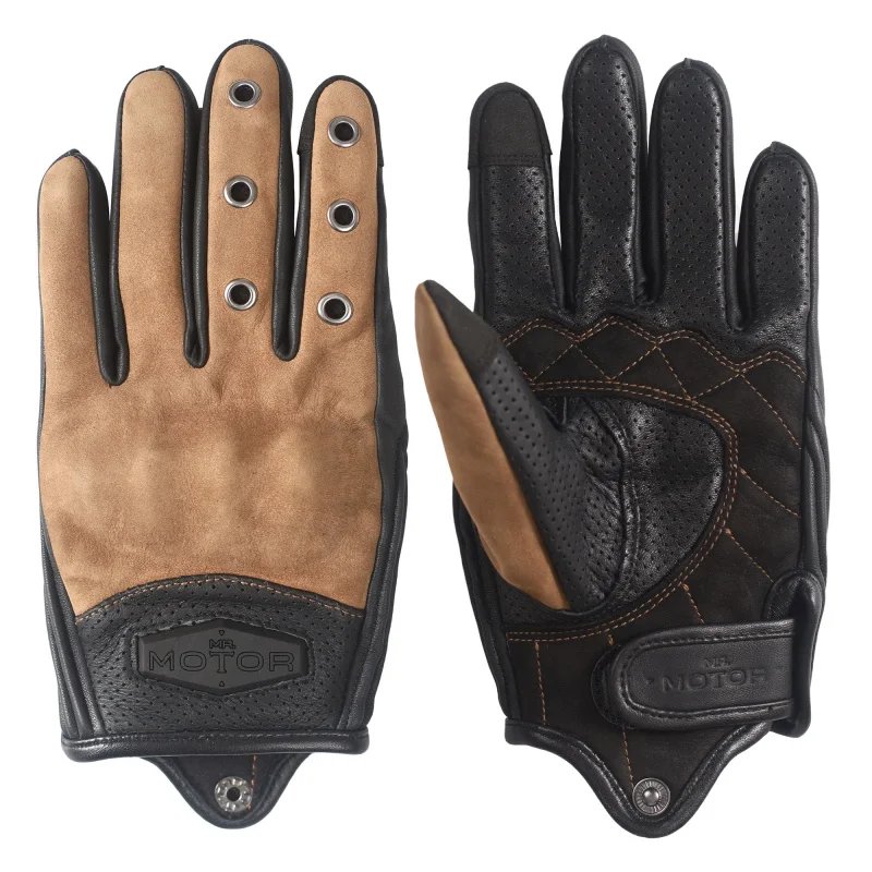 Retro Motorcycles Riding Hiking Man's Leather Gloves MR MOTOR Mountain Cowhide Dirt Bike ATV MTB Moto gp Accessories Touch Glove