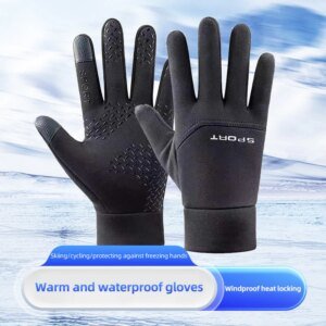 2023 Black Winter Warm Full Fingers Waterproof Cycling Outdoor Sports Running Motorcycle Ski Touch Screen Fleece Gloves guantes