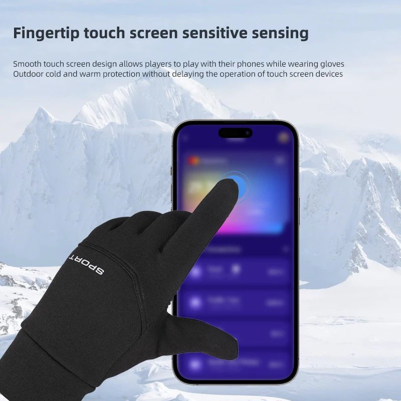 2023 Black Winter Warm Full Fingers Waterproof Cycling Outdoor Sports Running Motorcycle Ski Touch Screen Fleece Gloves guantes