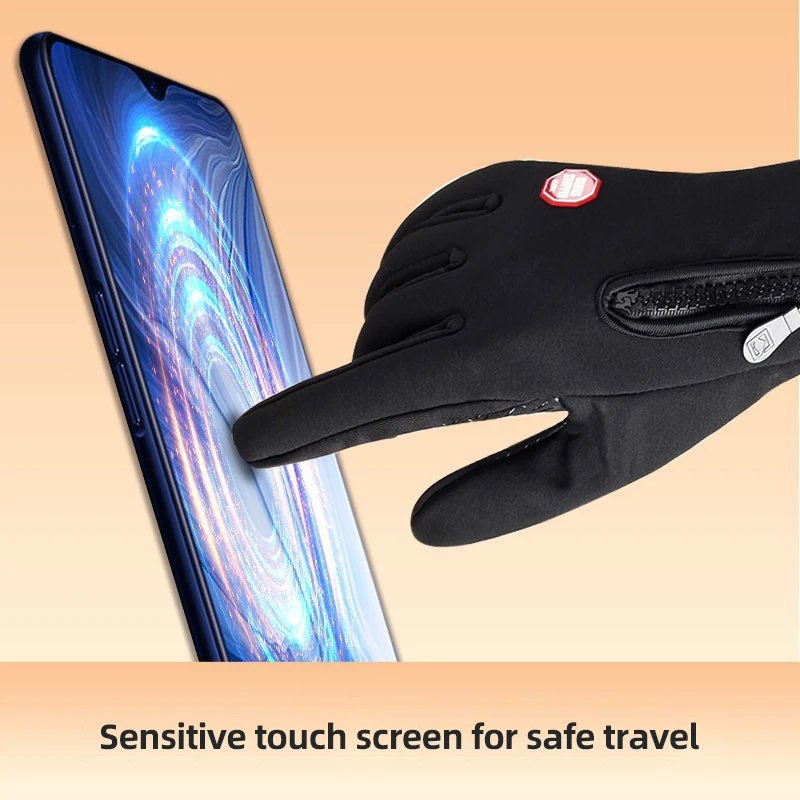2023 Black Winter Warm Full Fingers Waterproof Cycling Outdoor Sports Running Motorcycle Ski Touch Screen Fleece Gloves guantes