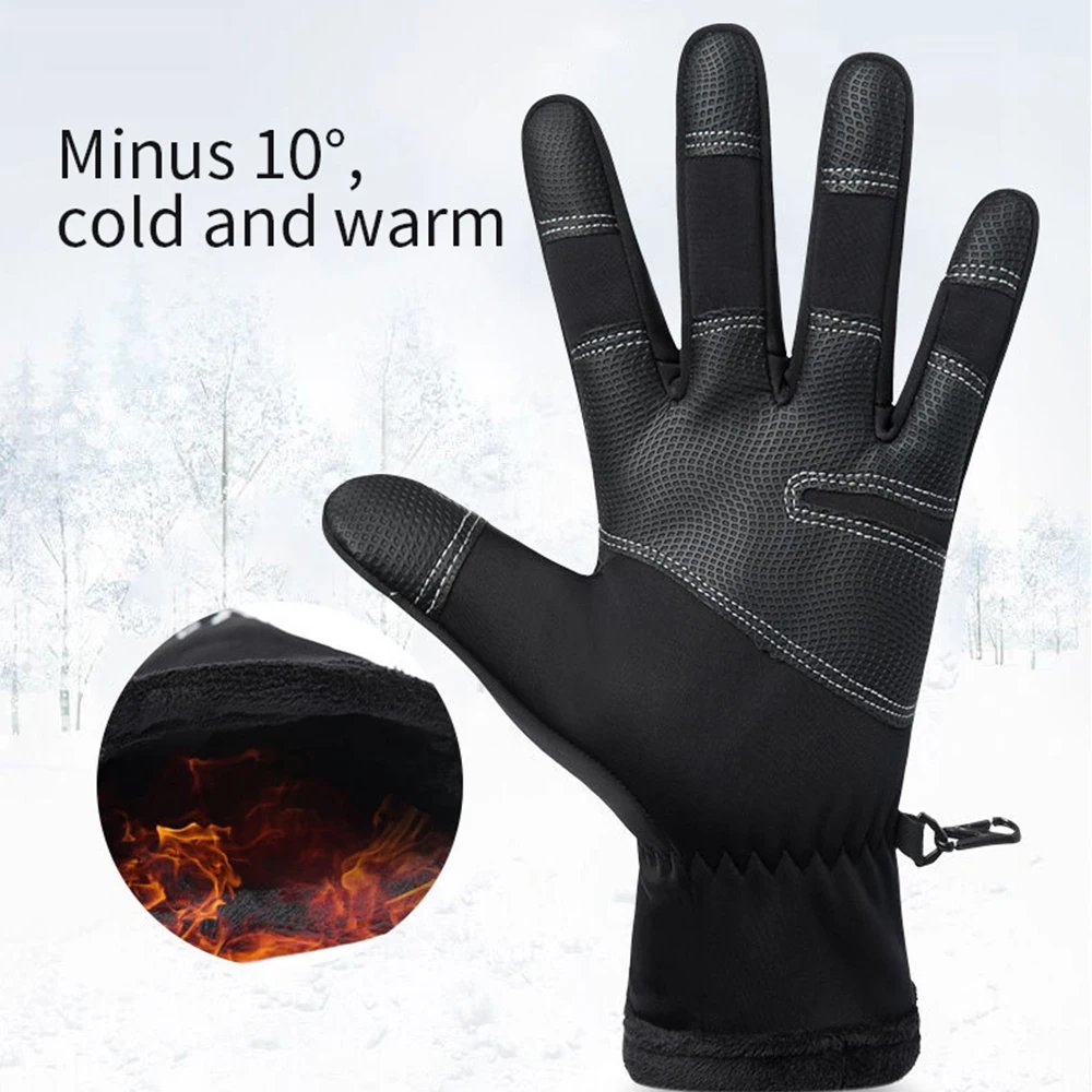Motorcycle Gloves Touch Screen Motorbike Riding Gloves Winter Thermal Fleece Lined Water Resistant Skin-Friendly Cycling Gloves