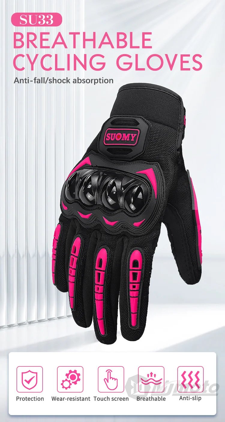 2025 New SUOMY Summer Pink Series Gloves Women's Cycling Gloves for Motorbike Touchscreen Protective Motorcycle Gloves Lady Girl