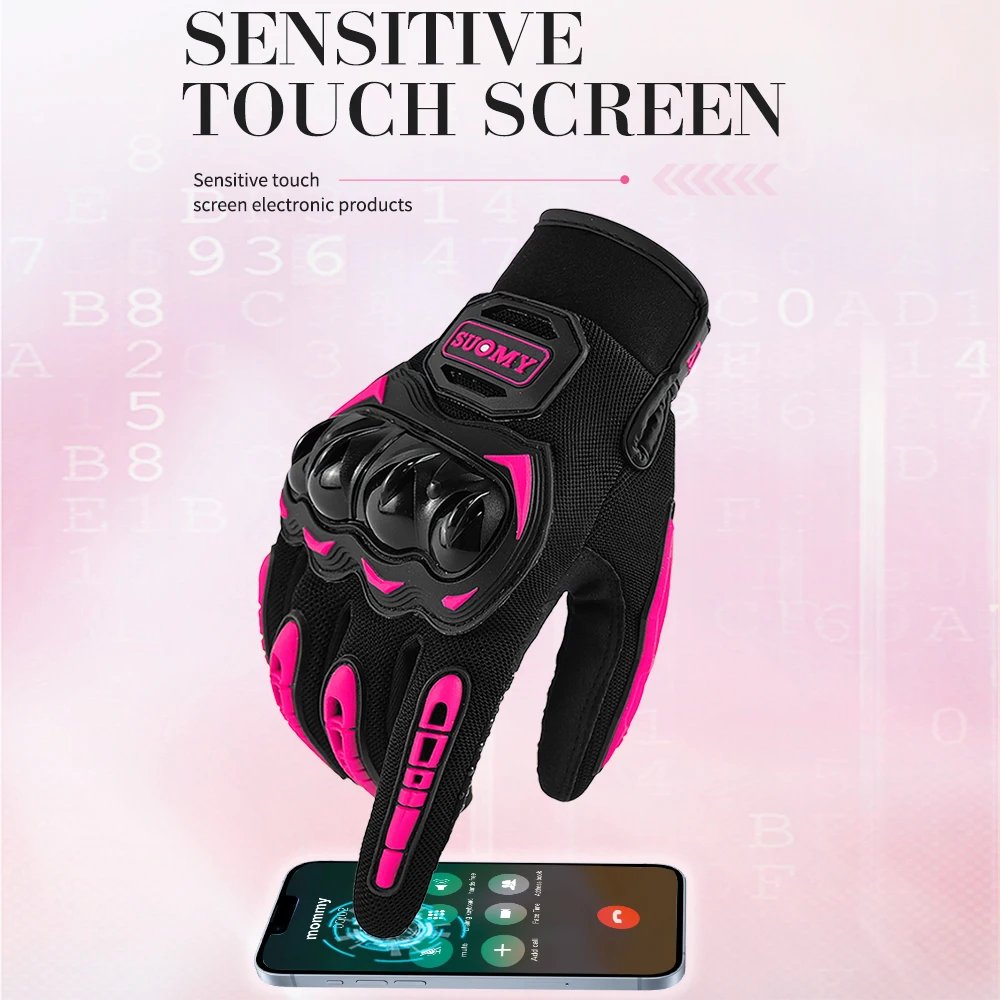 2025 New SUOMY Summer Pink Series Gloves Women's Cycling Gloves for Motorbike Touchscreen Protective Motorcycle Gloves Lady Girl