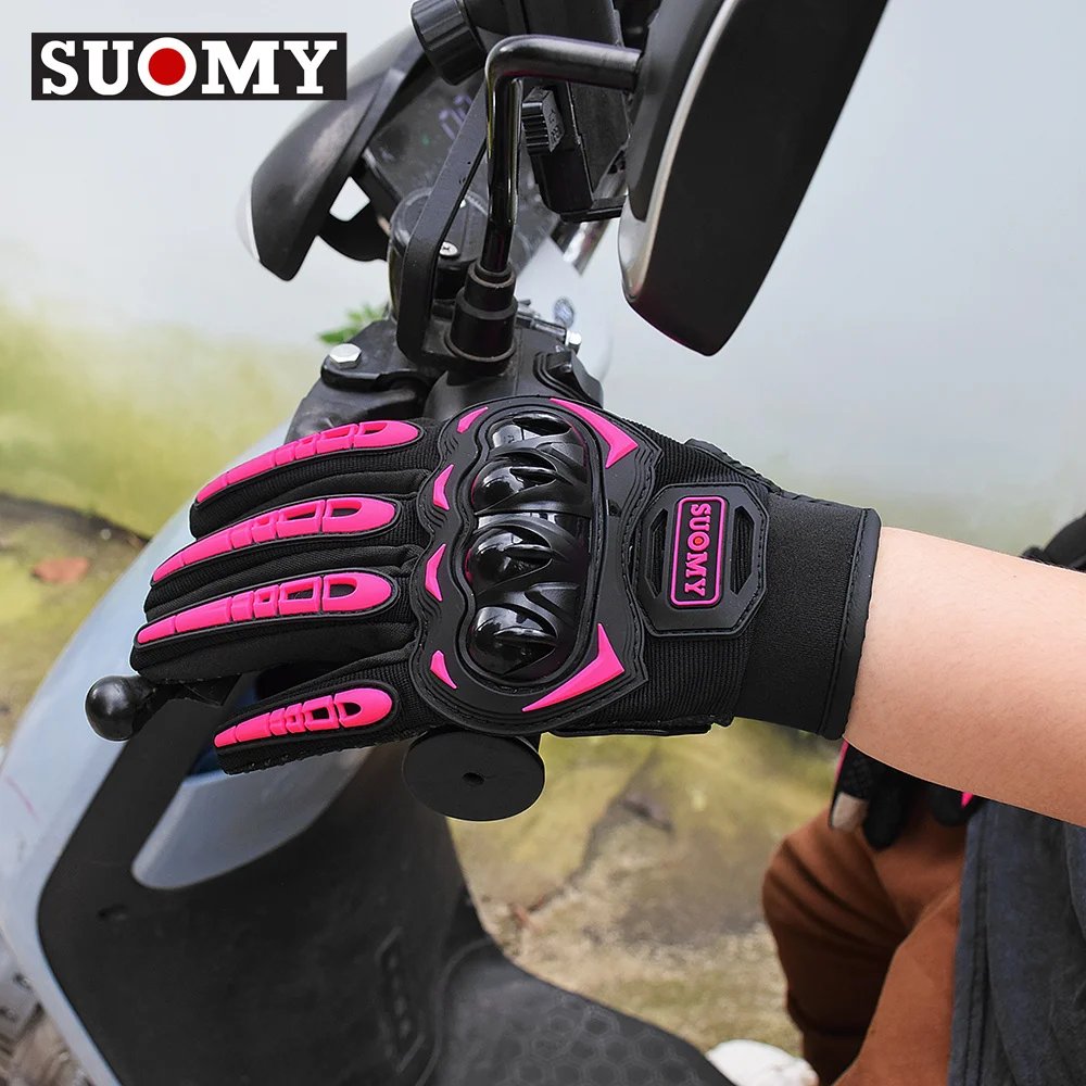 2025 New SUOMY Summer Pink Series Gloves Women's Cycling Gloves for Motorbike Touchscreen Protective Motorcycle Gloves Lady Girl