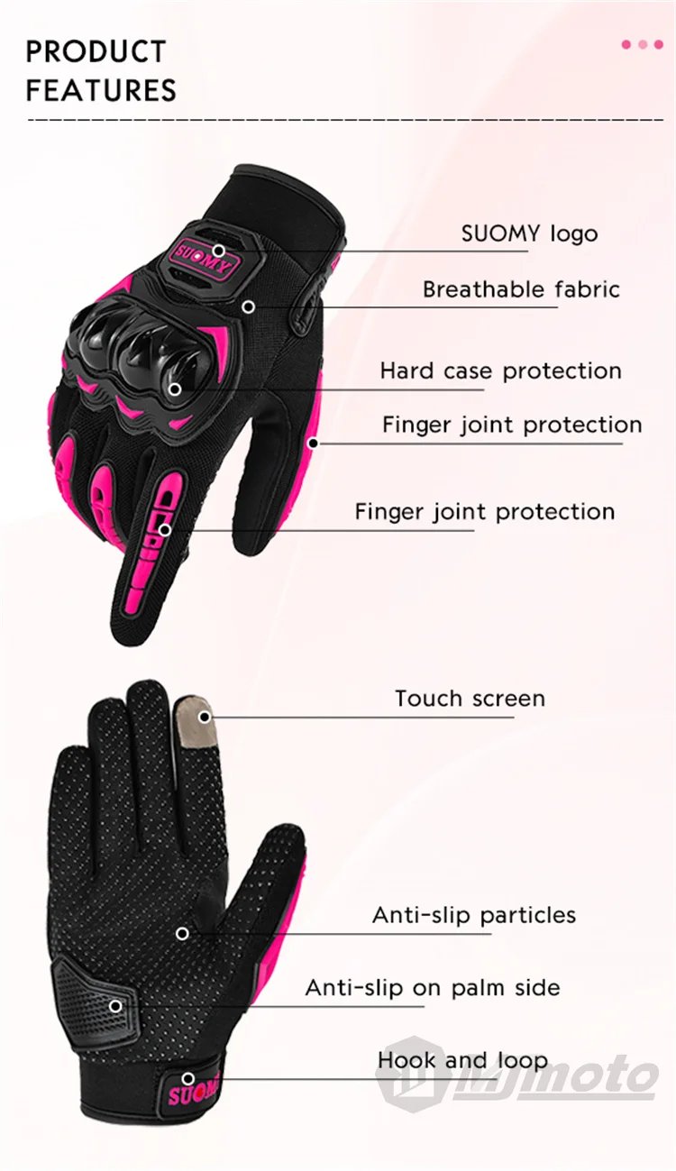 2025 New SUOMY Summer Pink Series Gloves Women's Cycling Gloves for Motorbike Touchscreen Protective Motorcycle Gloves Lady Girl