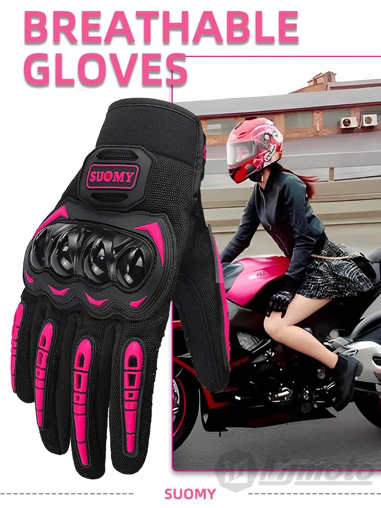 2025 New SUOMY Summer Pink Series Gloves Women's Cycling Gloves for Motorbike Touchscreen Protective Motorcycle Gloves Lady Girl